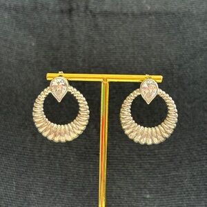 Vintage Silver and Crystal Pierced Earrings